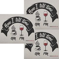 How I Tell Time Wine Set of 3 Each Swedish Dishcloths | ECO Friendly Absorbent Cleaning Cloth | Reusable Cleaning Wipes