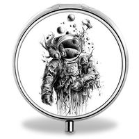 Compact 3 Compartment Medicine Case, IMLONE Customized Astronaut Pill Organizer Metal Pill Box Pill Container for Purse, Travelling and Daily Needs