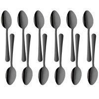 BUY&USE 12-pcs Teaspoon 5.8-Inch Medium Coffee Dessert Spoon, Black, Dishwasher Safe