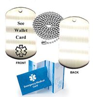 See Wallet Card Stainless Steel Medical Alert ID Dog Tag Pendant