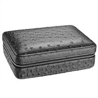 Smoking Set/Cigar Box Can Accommodate 4 Cigars with Hygrometer and Humidifier Cigar Cut Cedar Wood Lining Quality Leather Cigarette Case Men's Gift Box Multi-Color Optional Mute (Color : Gray)