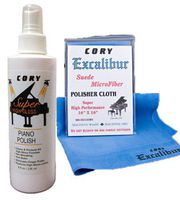 Cory/MPS Super High Gloss Piano Polish Bundle - 8oz Bottle w/Excalibur Microfiber Polishing Cloth