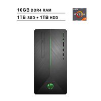 2019 Newest HP Pavilion 690 Gaming Desktop (AMD 8-Core Ryzen 7 2700 3.2GHz up to 4.1 GHz, 16GB DDR4 RAM, 1TB SSD (Boot) + 1TB HDD, AMD Radeon RX 580 4GB, WiFi, Bluetooth, DVD, Windows 10 Home)