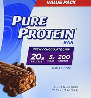 Pure Protein Bars, High Protein, Nutritious Snacks to Support Energy, Low Sugar, Gluten Free, Chewy Chocolate Chip, 1.76oz, 12 Pack