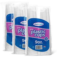 [240 Count] PlastiMade 9 Oz Clear Plastic Disposable Reusable Drinking Cups For Home, Office, Wedding, Events, Parties, Take Out, Water, Juice, Soda, Beer Cocktails (3 Packs)