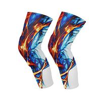 Knee Sleeve Amazing Flame Full Leg Brace Compression Long Sleeves Pads Socks for Meniscus Tear, Arthritis, Running, Workout, Basketball, Sports, Men and Women 1 Pair