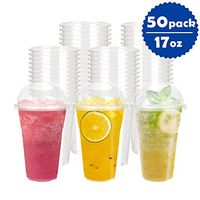 OTOR Disposable Plastic-Cups with Dome Lids 17 oz. [50 Sets] Ultra Clear Hot Cold Drinks, Perfect Use For Party, Beer, Smoothies Drinks