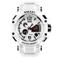 Psalmtrading SMAEL New Multi-Function Men’s/Women's Sports Analog Quartz Dual Display Waterproof Watches LED Backlight 1509 (White)