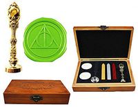 MNYR Deathly Hallows Luxury Wood Box Gold Metal Peacock Wedding Invitations Gift Cards Paper Stationary Envelope Seals Custom Logo Wax Seal Sealing Stamp Wax Sticks Melting Spoon Wood Gift Box Kit