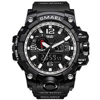 Mens Watches Sports Top Military Watch Brand Luxury Quartz Watch Men Chronograph Waterproof Military Sport Wristwatch Clock Dual Display Analog Digital Led Electronic Quartz Wristwatche (Black Silver)