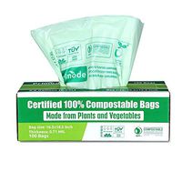 Primode 100% Compostable Bags 2.6 Gallon Food Scraps Yard Waste Bags, Extra Thick 0.71 Mil. ASTMD6400 Compost Bags Small Kitchen Trash Bags, Certified by BPI and TUV EU (100)