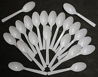 Heavy Duty White Plastic Spoons - Durable Plastic Flatware - Various Package Quantities of Spoons (50)