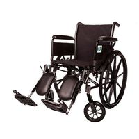 Lightweight Folding Wheelchair Detachable Full Arm and Removable/Detachable Elevating Legrests by Healthline (16" Full ARM)