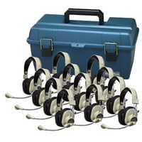 Hamilton Buhl Lab Pack, 12 HA-66M Deluxe Multimedia Headphones in a Carry Case