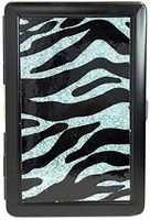 Light Blue Metal Zebra Cigarette Case, Fit 100's, 3101FURBZ