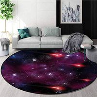 RUGSMAT Space Round Kids Rugs,Magical Stardust Meteor Foam Mat Living Room Decor Round-51