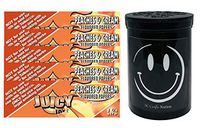 Herb Airtight Container Fresh Kettle with Juicy Jay's Peaches & Cream 1.25 Flavored Hemp Rolling Papers 5 Count DC Crafts Nation- Happy Face