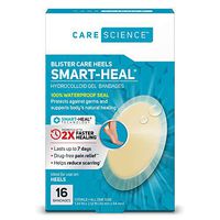Care Science Fast Healing Hydrocolloid Gel Bandages for Heels, 1.3 in x 2.1 in, 16 Count | 100% Waterproof Seal Promotes Up to 2X Faster Healing, Reduces Scarring, for Wound Care or Blisters