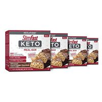 SlimFast Keto Meal Replacement Bar Peanut Butter Chocolate, 5 Count Box, Pack of 4