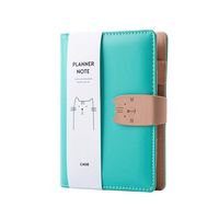 Leather Binder Journal Refillable Cat Notebook 6-Ring Binder Spiral Diary A6 Mini Binder Planner 7.3'x 5.1'（Green）