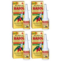 Nasol Natural Nasal Sinus Spray 1oz/30 ml [4 Pack] | Relief from Sinus Pressure, Headaches, Nasal and Sinus Congestion; Relief Begins Almost Instantly!