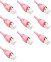 2 Feet Cat6 Ethernet Network Patch Cables Pink RJ45 m/m (10 Pack)