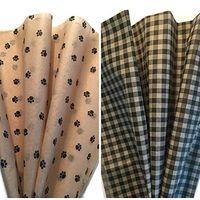 Printed Tissue Paper for Gift Wrapping Two Pattern Bundle: Dog Paw Print/Black & Tan Gingham Check Tissue Paper, 24 Large Sheets, 20x30