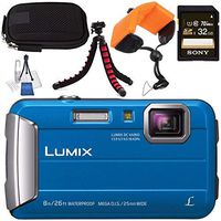 Panasonic Lumix DMC-TS30 Digital Camera (Blue) DMC-TS30/BL + Sony 32GB SDHC Card + Small Carrying Case + Waterproof Floating Strap + Flexible Tripod + Deluxe Cleaning Kit Bundle
