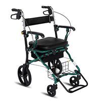 Cooralledtooere Elderly Walkers with 4 Wheels，Folding Transport Chair with Foot Rests - Foldable Wheel Chair for Travel and Storage