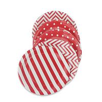Red Party Paper Plates 36pcs - 9inch Biodegradable Round Plates Polka Dot Stripe Chevron for Cakes, Dessert, Snack, Fruits