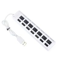 7 Ports USB Adapter Hub LED Light Power On/Off Switch for PC Laptop 1PC