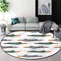 RUGSMAT Airplane Modern Vintage Rugs,Jets Aviation Design Living Dinning Room & Bedroom Rugs Diameter-35