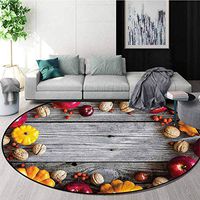RUGSMAT Rustic Modern Machine Washable Round Bath Mat,Organic Natural Vegetables Protect Floors While Securing Rug Making Vacuuming Diameter-35