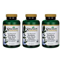 Swanson Rhodiola Holy Basil Valerian Stress Complex 225/225/225 Milligrams 180 Capsules (3 Pack)