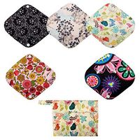 5 Small Panty Liners 1 Wet Bag Cloth Menstrual Pads Reusable Washable (Flowers, S Panty Liners)