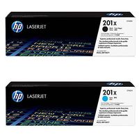 HP 201X (CF401X) Cyan High Yield Original LaserJet Toner Cartridge and HP 201X (CF400X) Black High Yield Original LaserJet Toner Cartridge Bundle