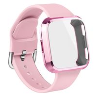 WEYDE Sport Band Compatible with Fitbit Versa, Soft Silicone Waterproof Replacement Wristband with Fitbit Versa Screen Protective case for Women Man