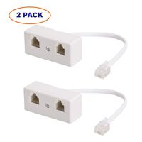 2 Pack Telephone Splitter, Two Way RJ11 6P4C 1 Male to 2 Female Converter Adaptor, RJ11 Telephone Wall Plate and Separator for Landline