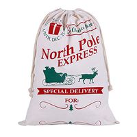 TGS Gems Extra Large Cotton Santa Bag with Drawstring Tie Closure | 39 x 27'' Santa Sack, Stocking Stuffers & Holiday Gifts (1 PC)