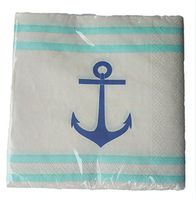 Seaport Beige Pack of 20 Paper Lunch Beverage Napkins Large Blue Anchor