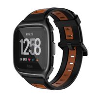 MIJOBS Sport Bands Compatible Fitbit Versa/Lite/SE, Silicone Breathable Strap Replacement Wristbands Water Resistant Fitness Straps Accessories for Women Men (Plus, Black and Orange)