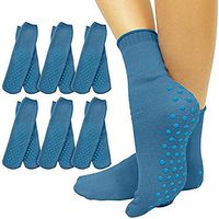 Vive Non Slip Hospital Socks (6) - Anti Skid Rubber Grip - Yoga for Men, Women