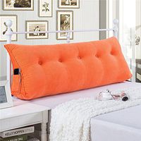 YXCSELL Large Filled Triangular Soft Headboard Wedge Cushion Bed Backrest Positioning Support Reading Pillow Home Lumbar Pad with Removable Cover Orange 59 Inches