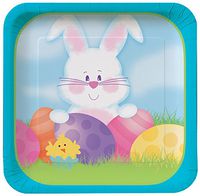 Creative Converting 8 Count Square Paper Dessert Plates, Bunny's Gift