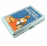 Cali Beaches R1 Hip Silver Cigarette Case Id Holder Metal Wallet 4" X 2.75" RFID Protection