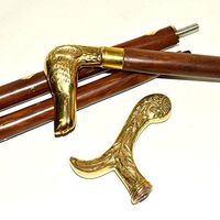 Nautical Gift Decor Vintage walking stick antique look designer dog brass 2 handle cane.8653