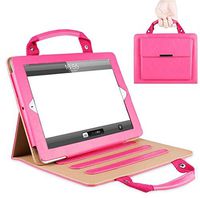 iPad 7th Generation Cover, TechCode Portable Handbag iPad Wallet Flip Case PU Leather Magnetic Stand Cover with Handle Pocket Sleeve for iPad 7th Generation 10.2 inch (Hot Pink03)