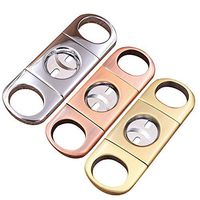 amropi Cigar Cutter Stainless Steel Guillotine Double Cut Blade Ring Gauge in Gift Pouch 3 Pack (Silver - Rose Gold - Gold)