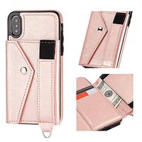 IronSeals AQ Folding Card Slots Leather 2 in 1 Phone Case Cash Wallet with Elastic Webbing Band for Samsung Note 9