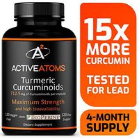 Active Atoms Turmeric Extract w/Bioperine® – Extra Strength w/ 15X More Curcumin – Immune Support, Anti-inflammatory Support for Achy Joints - Third-Party Tested for Lead - 4 Month Supply